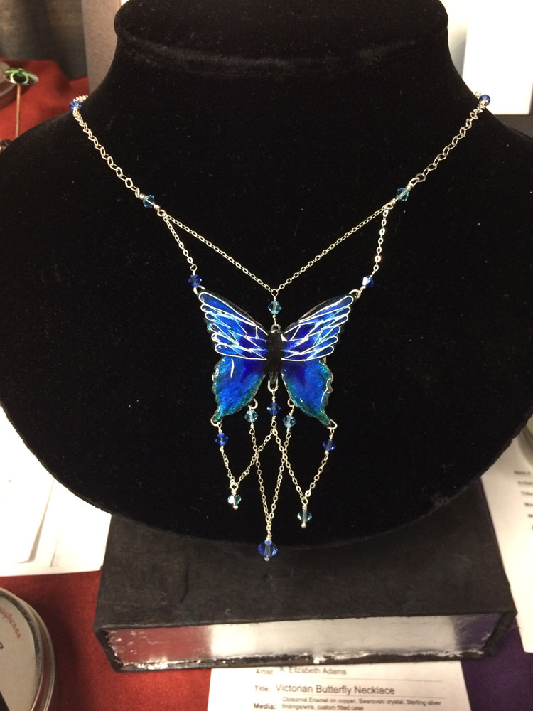 Blue Butterfly Necklace with Fitted Case